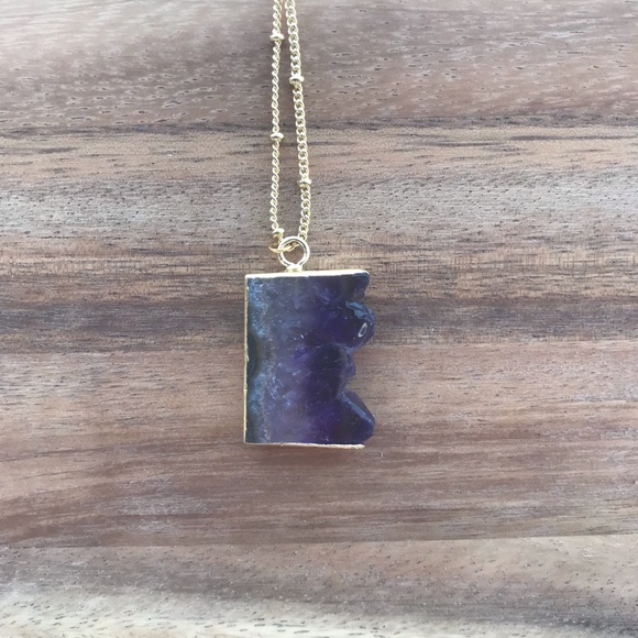Last 1! 🌟Dainty Amethyst Slice Necklace - Picture 6 of 8